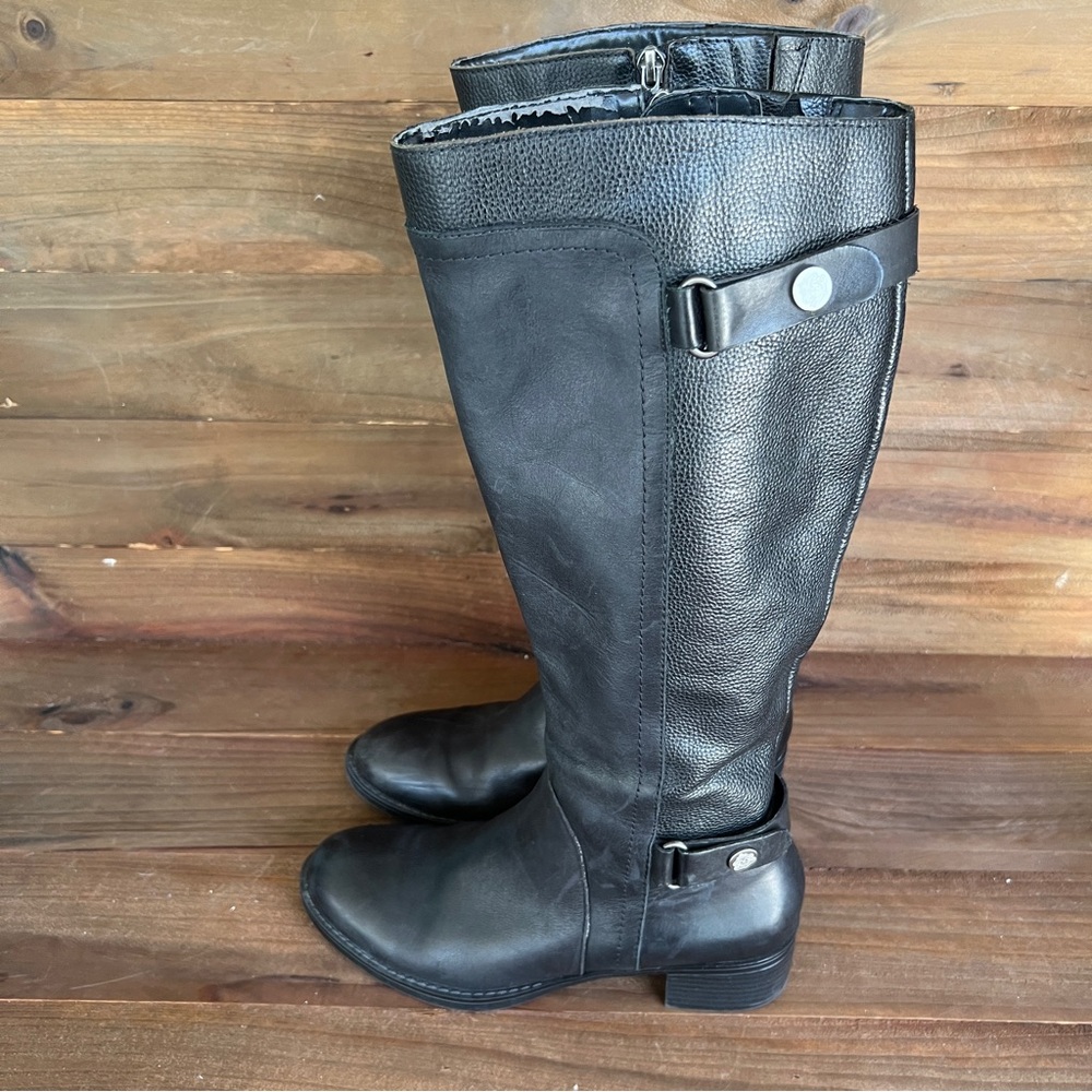 Franco Sarto Black Leather Knee-High Riding Boots